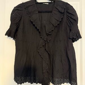 Black Ruffled Women's Top